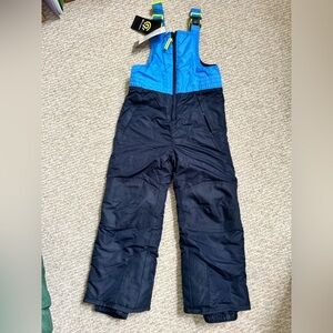 NWT Kids Blue and Black Snow Bib size XS 4/5
